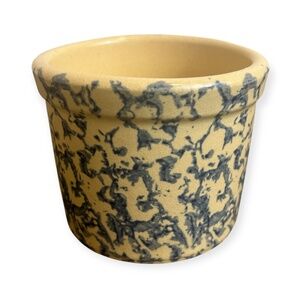 1pt low Robinson Ransbottom Roseville Pottery Kitchen Crock Ceramic Spongeware